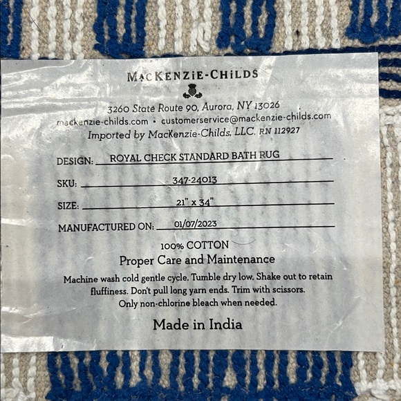MacKenzie-Childs Royal Check Rug 21x34 - Picture 5 of 7